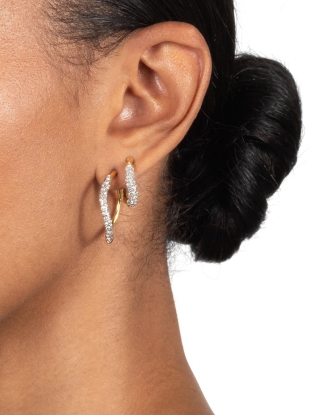 Alexis Bittar Solanales Gold Crystal Twist Mini Hoop Earrings - Picture 4 of 8